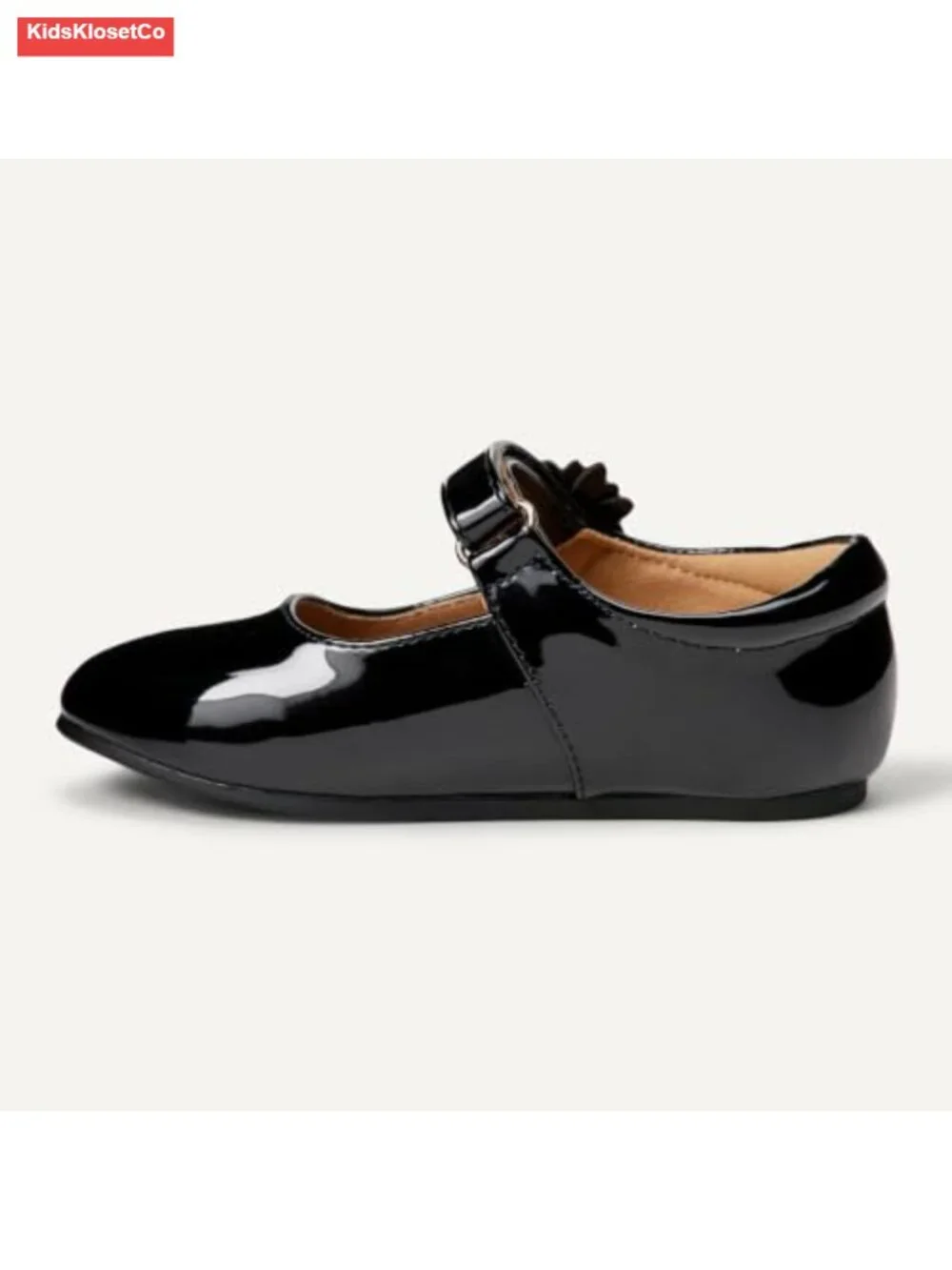 Girls Toddlers Mary Jane Flats Faux Patent Leather Adjustable Hook-and-Loop